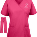 cerise-pink-raglan-mock-wrap-scrub-suits-front